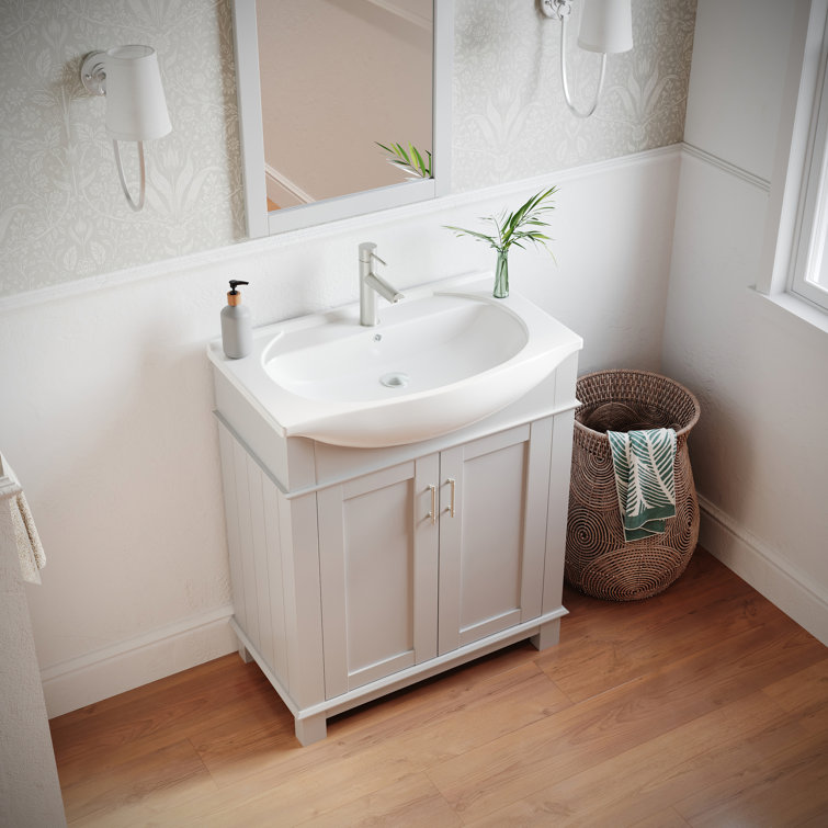 Hartford 30" White Solid Wood Freestanding Bathroom Vanity with Ceramic Sink