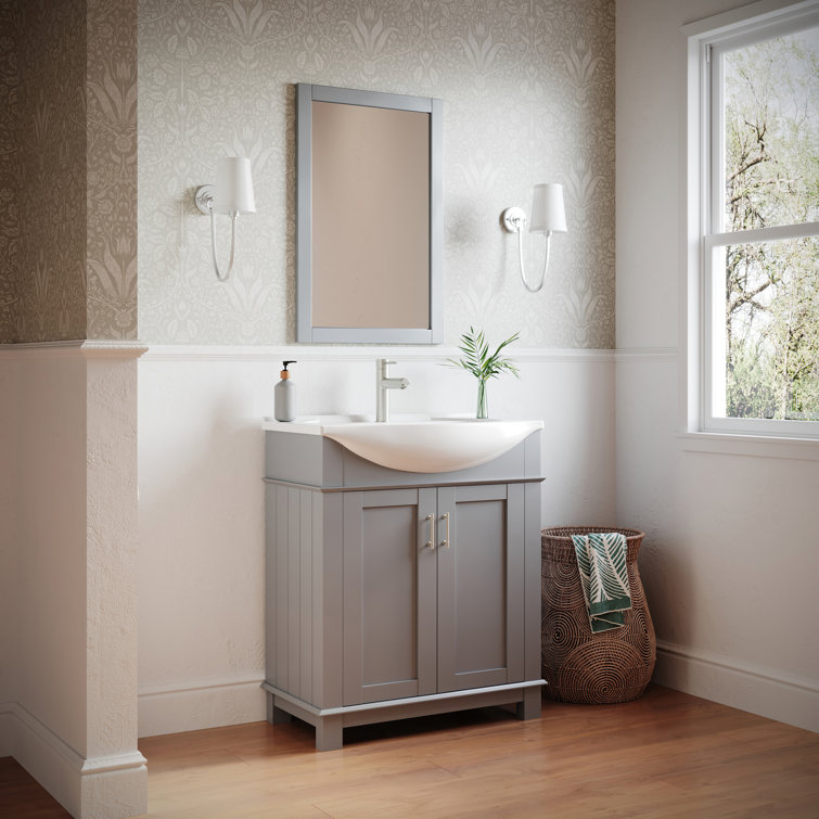 Hartford 30" Gray Freestanding Traditional Bathroom Vanity with Ceramic Sink