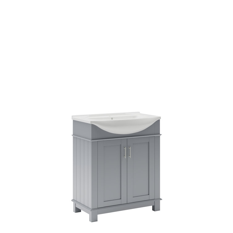 Hartford 30" Gray Freestanding Traditional Bathroom Vanity with Ceramic Sink