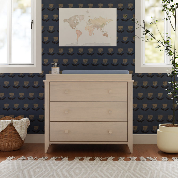 Natural Pine 3-Drawer Changer Dresser with Removable Tray