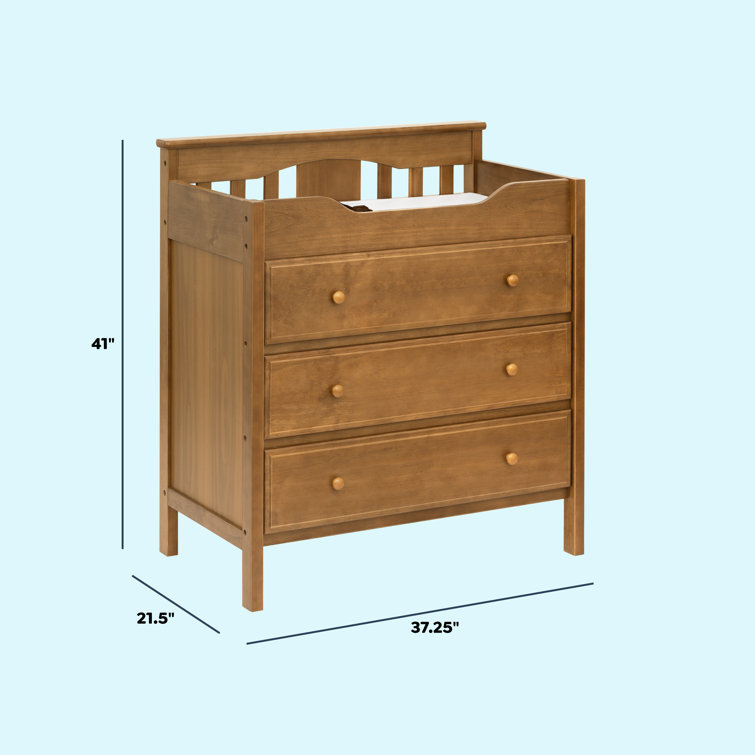Chestnut 3-Drawer Changer Dresser with Gold Finish