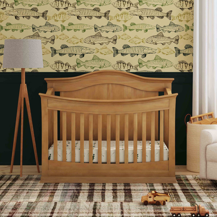 Hazelnut Solid Pine Wood 4-in-1 Convertible Crib