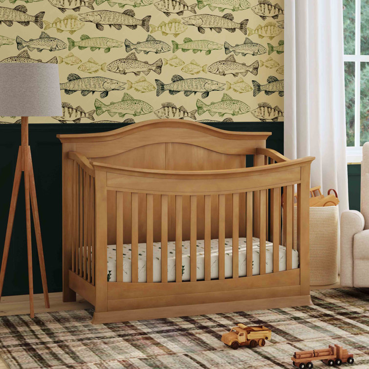 Hazelnut Solid Pine Wood 4-in-1 Convertible Crib