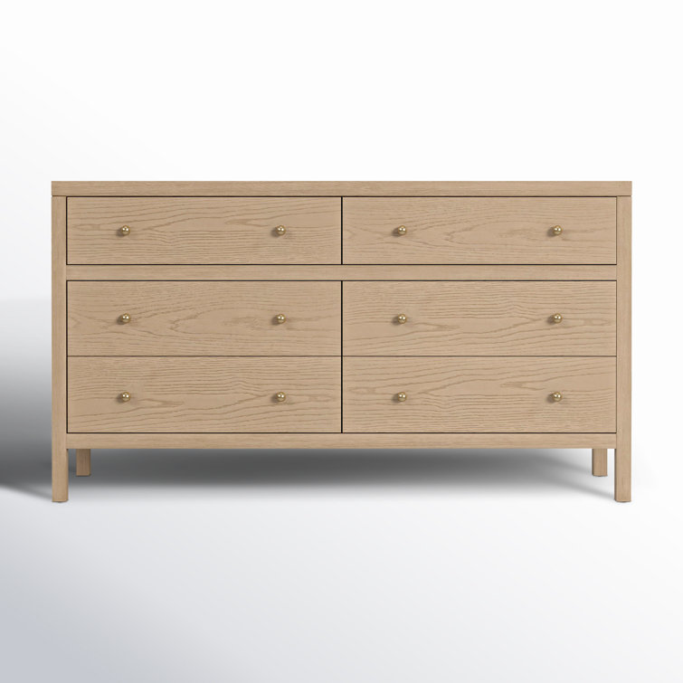 Nora Light Brown Oak 6-Drawer Dresser with Soft Close