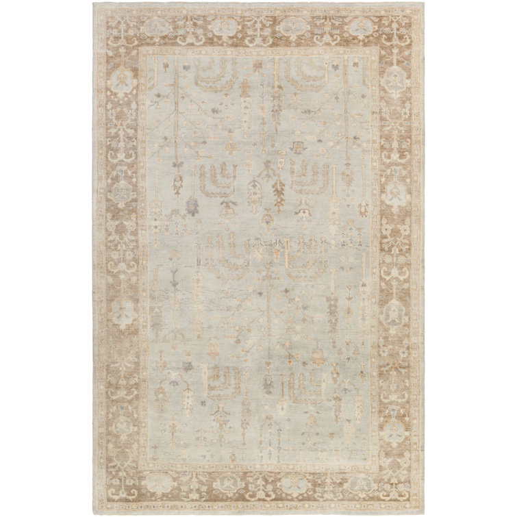 Gray and Seafoam Hand-knotted Wool 4' x 6' Area Rug