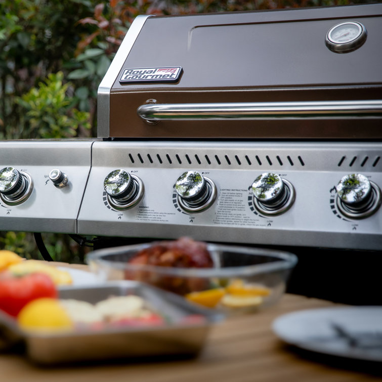 Royal Gourmet 6-Burner Coffee Stainless Steel Propane Gas Grill with Side Burner