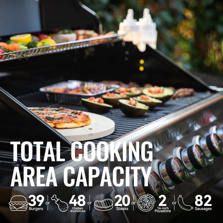 Royal Gourmet Black 6-Burner Propane Gas Grill with Side Burner