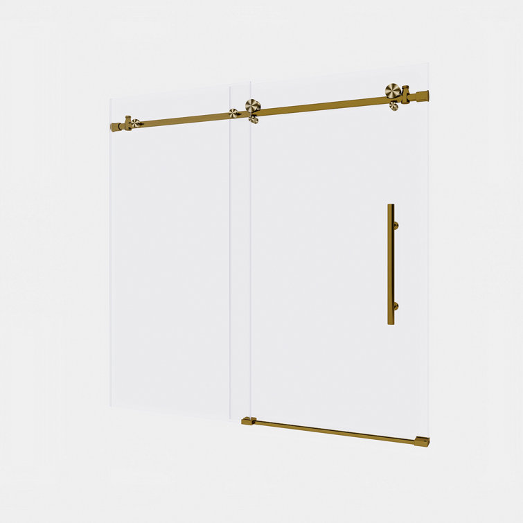 60-Inch Gold Frameless Sliding Shower Door with Clear Glass