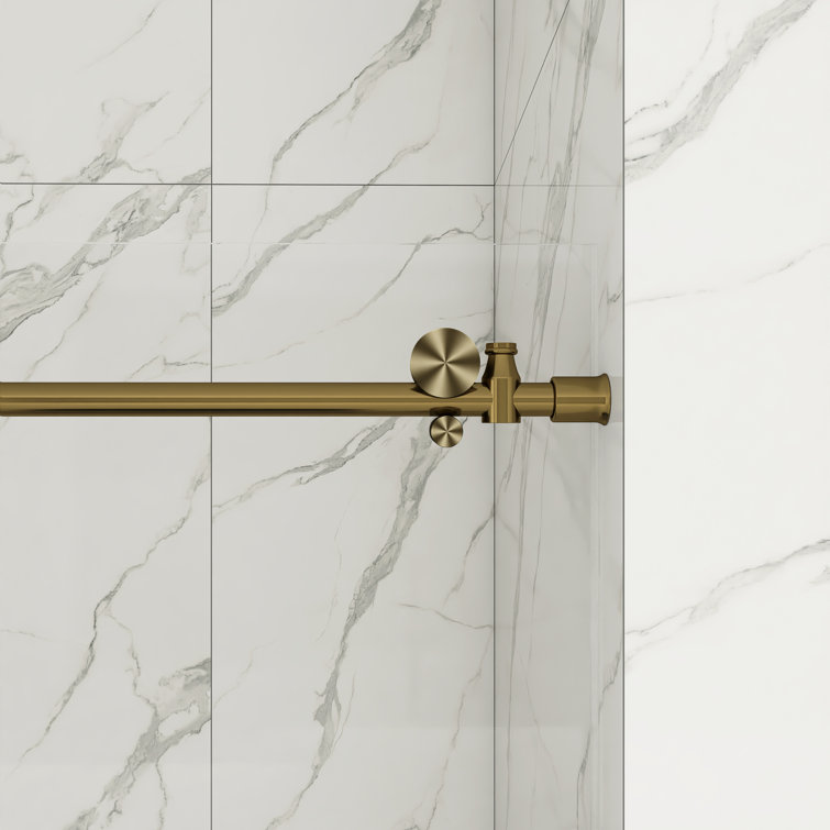 60-Inch Gold Frameless Sliding Shower Door with Clear Glass