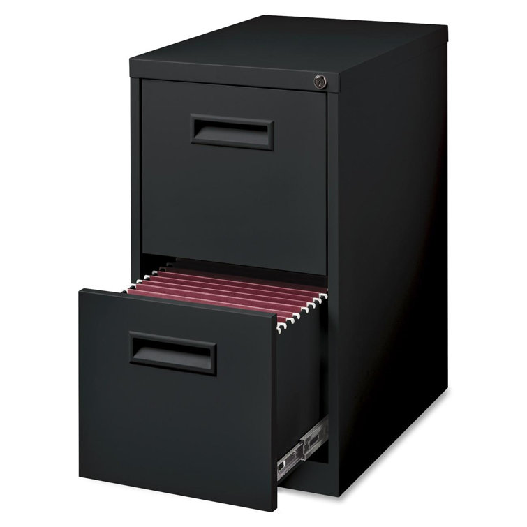 Black Steel Mobile Pedestal with 2 Lockable Drawers
