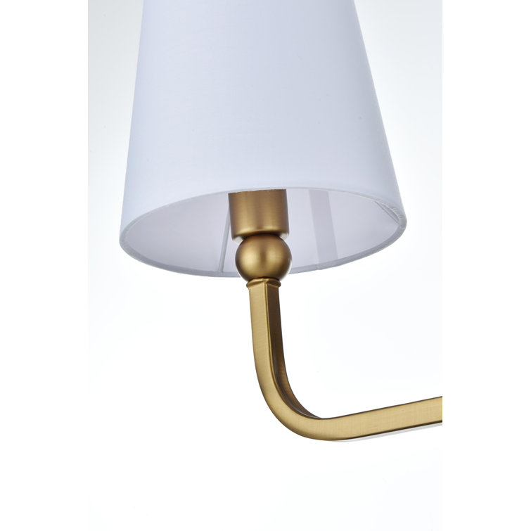 Gold Iron 3-Light Dimmable Vanity Light with White Shades