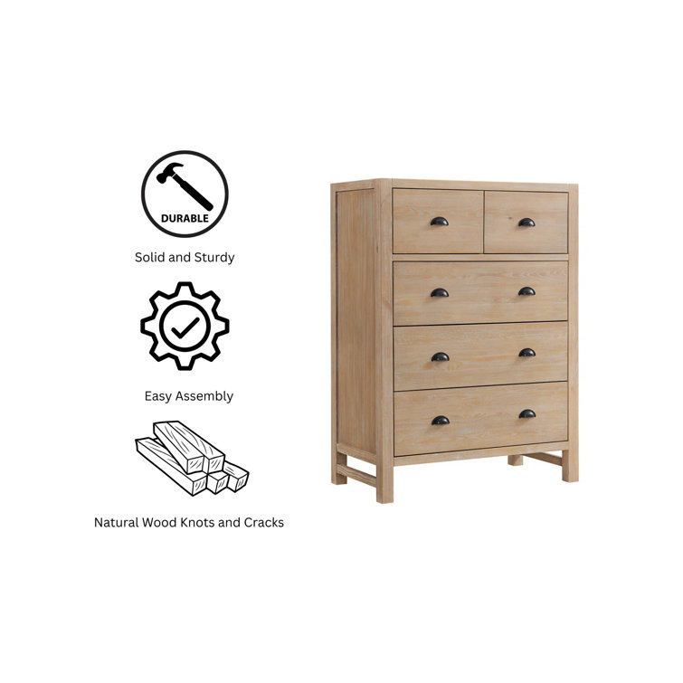Arden Light Driftwood Pine Wood Queen Bedroom Set