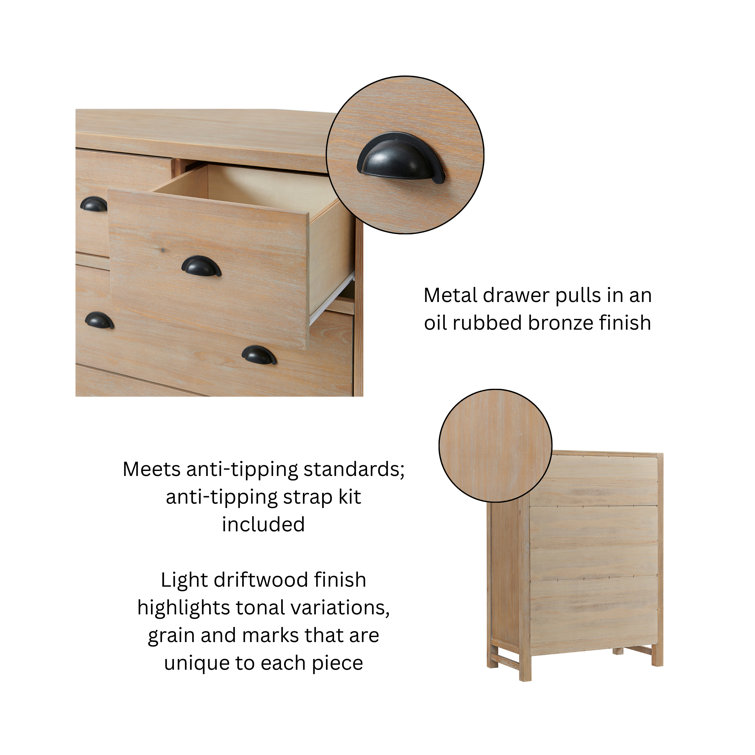 Arden Light Driftwood Pine Wood Queen Bedroom Set