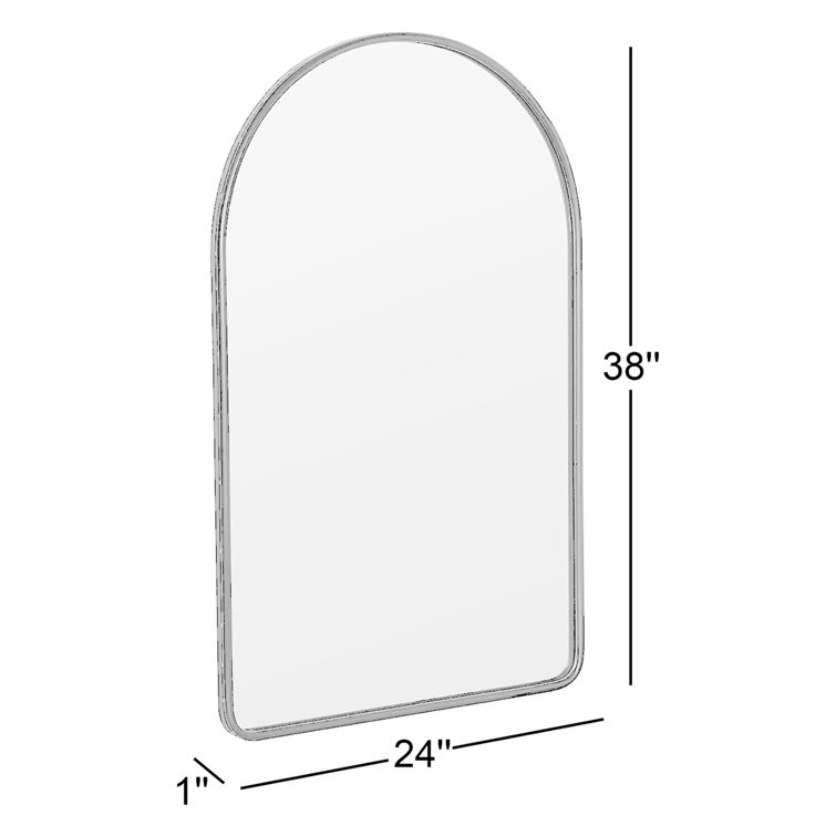 Sebastian Arched 38" Wall Mirror with Silver Metal Frame