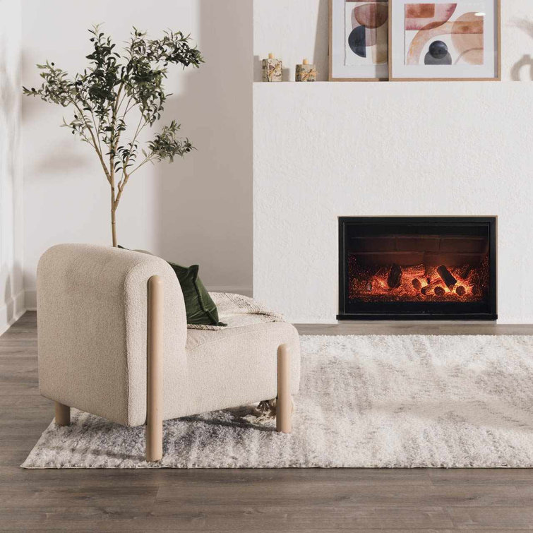 Gray and Cream Shaggy Runner Rug with Plush Pile