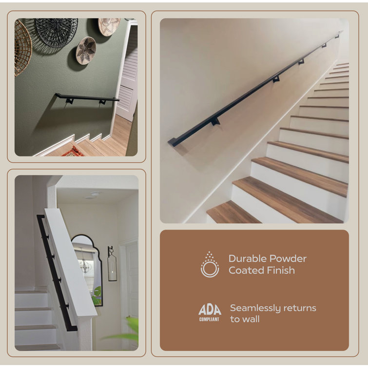 Urban Contemporary Black Powder Coated Aluminum 9 Foot Handrail Kit