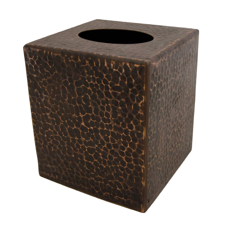 Small Oil Rubbed Bronze Hand Hammered Copper Tissue Box Cover
