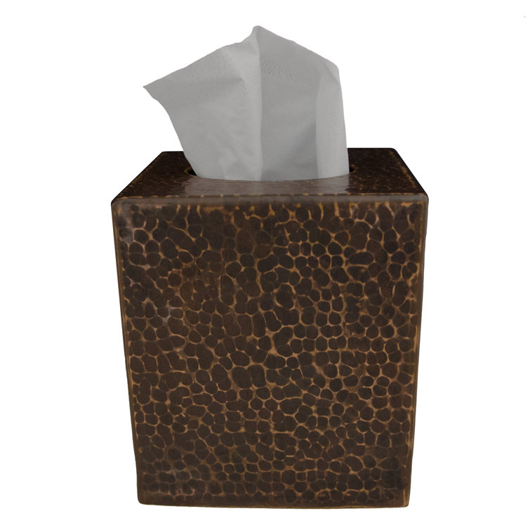Small Oil Rubbed Bronze Hand Hammered Copper Tissue Box Cover