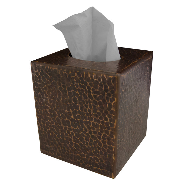 Small Oil Rubbed Bronze Hand Hammered Copper Tissue Box Cover
