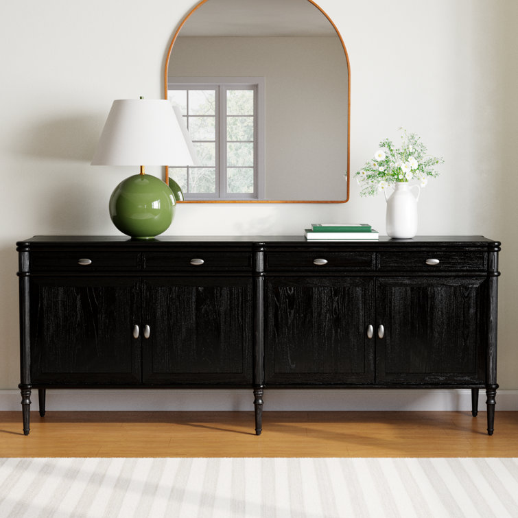 Susie 78.75'' Distressed Black Solid Oak Sideboard