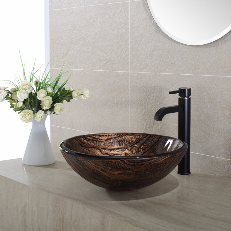 Gaia Copper-Brown Glass Circular Vessel Sink