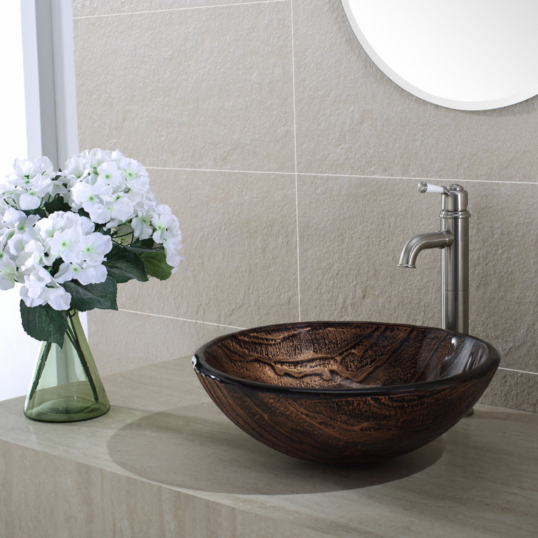 Gaia Copper-Brown Glass Circular Vessel Sink