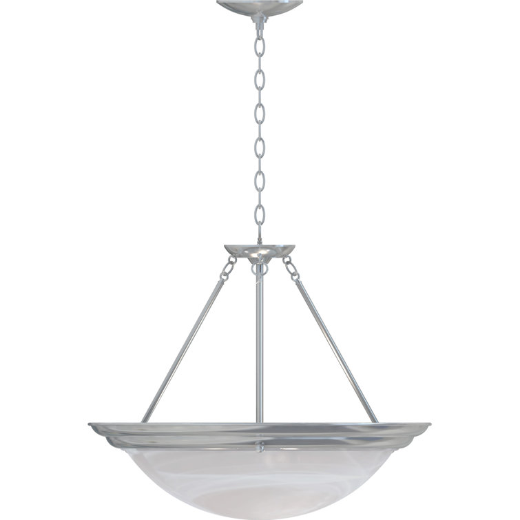 Lunar Brushed Nickel Alabaster Glass Bowl Pendant Light