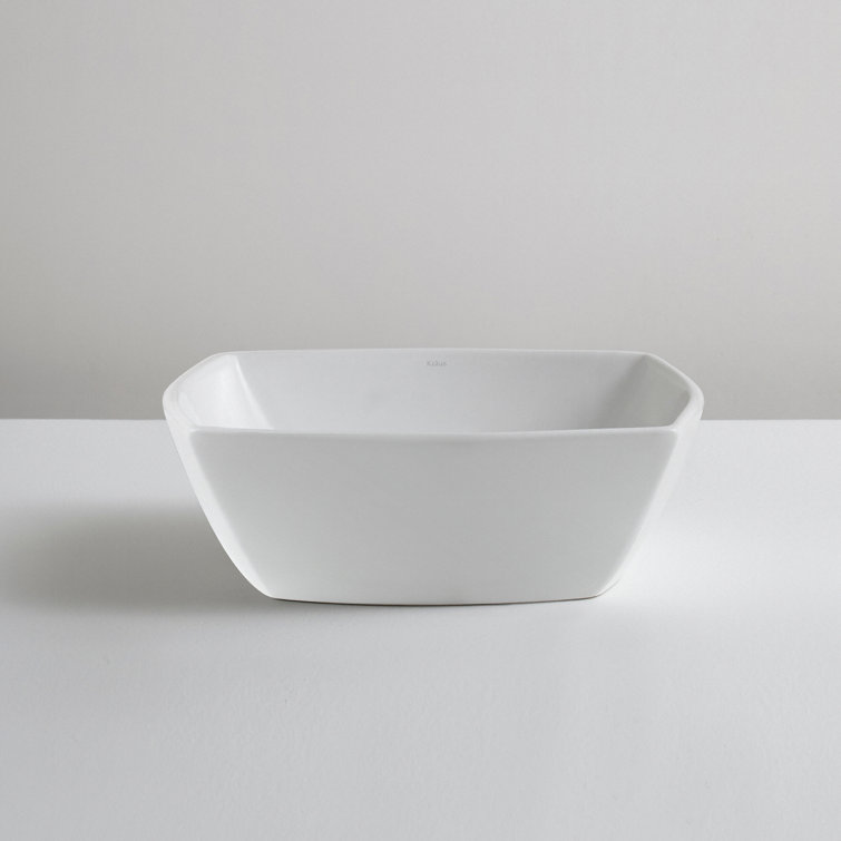 16.5 Inch White Ceramic Square Vessel Sink