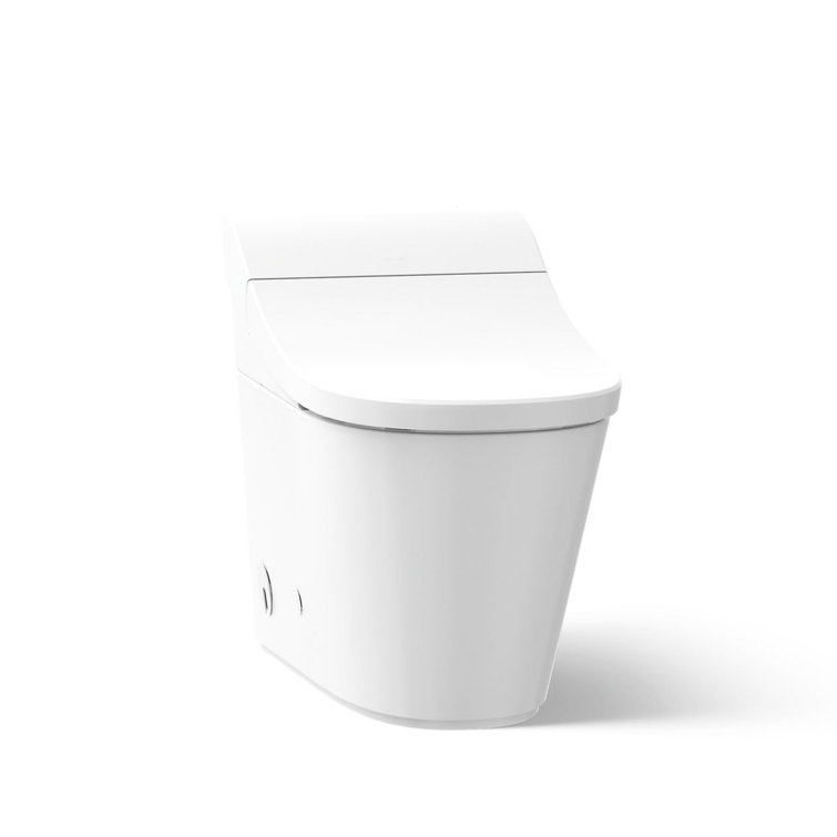 White Elongated One-Piece Smart Toilet with Dual Flush