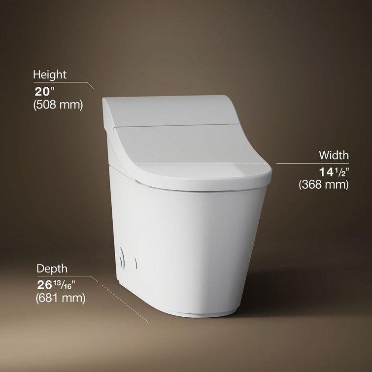 White Elongated One-Piece Smart Toilet with Dual Flush