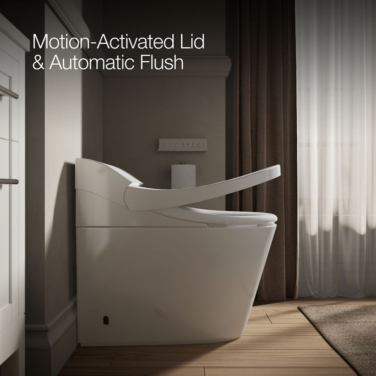 White Elongated One-Piece Smart Toilet with Dual Flush