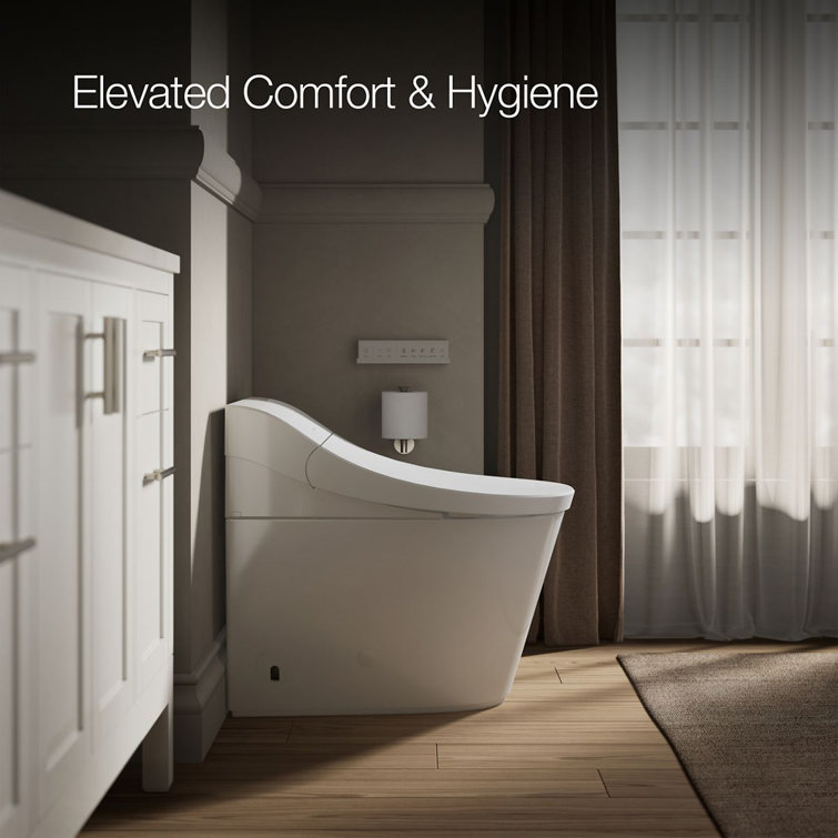 White Elongated One-Piece Smart Toilet with Dual Flush