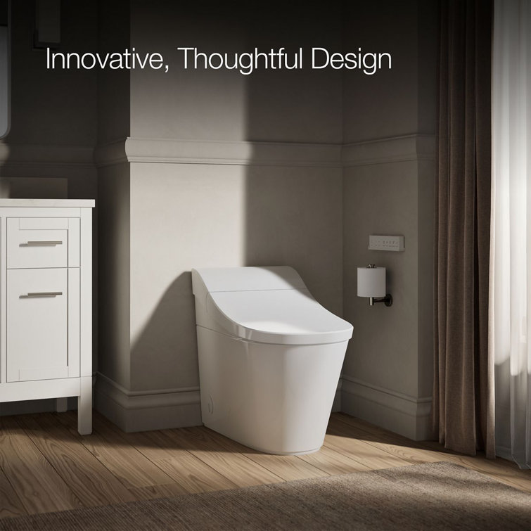 White Elongated One-Piece Smart Toilet with Dual Flush