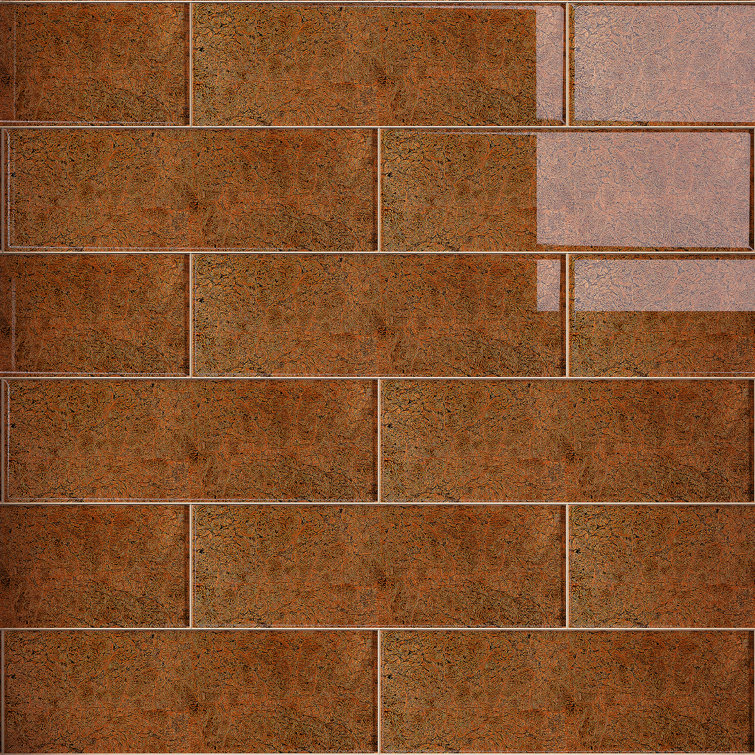 Brown 4'' x 12'' Glass Mosaic Subway Tile