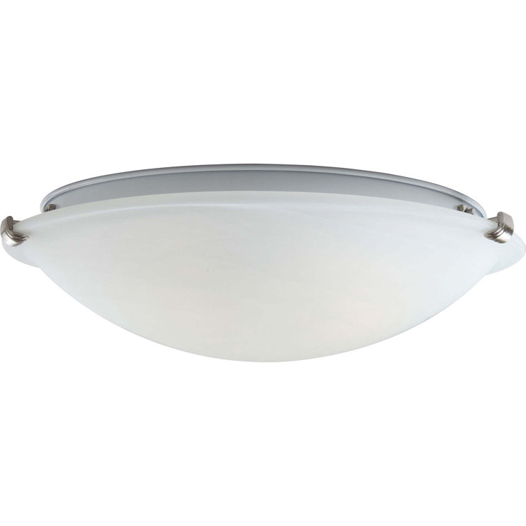 Brushed Nickel Alabaster Glass Round Flush Mount Ceiling Light
