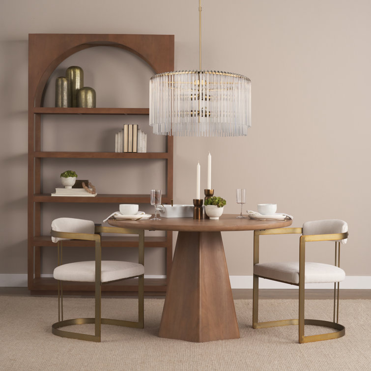 Elsa Frosted Glass and Brass Drum Chandelier