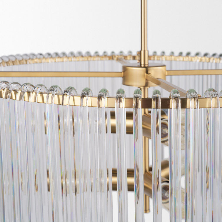 Elsa Frosted Glass and Brass Drum Chandelier