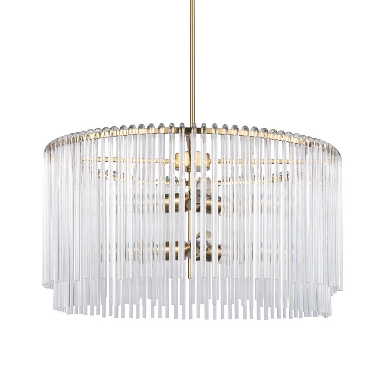 Elsa Frosted Glass and Brass Drum Chandelier