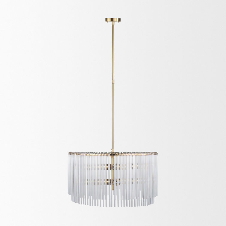 Elsa Frosted Glass and Brass Drum Chandelier