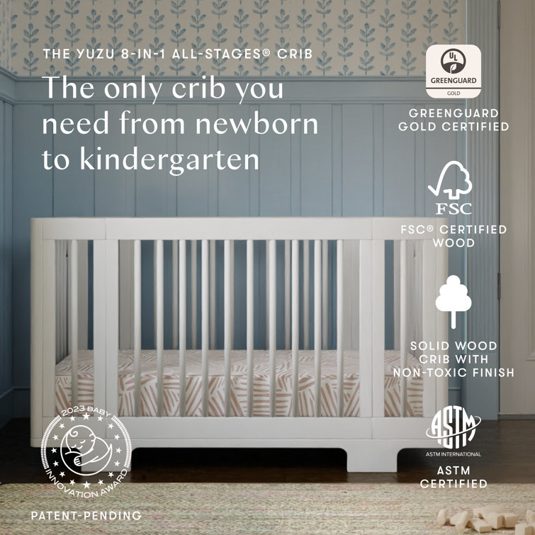 Yuzu White Pine 8-in-1 Convertible Crib with Conversion Kits