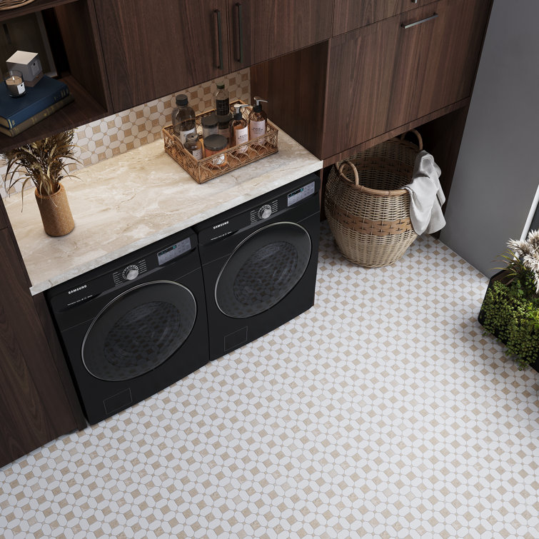 12.2" Beige and White Marble Octagon Mosaic Tile