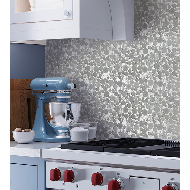12" x 12" White Glass and Shell Mosaic Tile Sheet