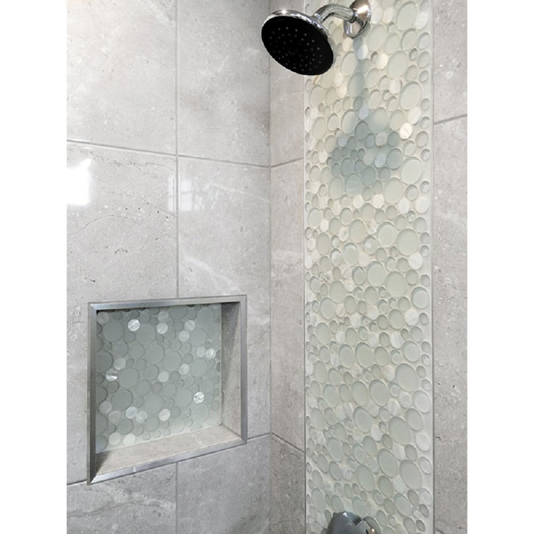 12" x 12" White Glass and Shell Mosaic Tile Sheet