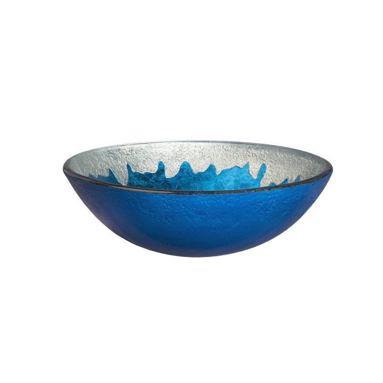 16.5'' Blue and Silver Glass Round Vessel Sink