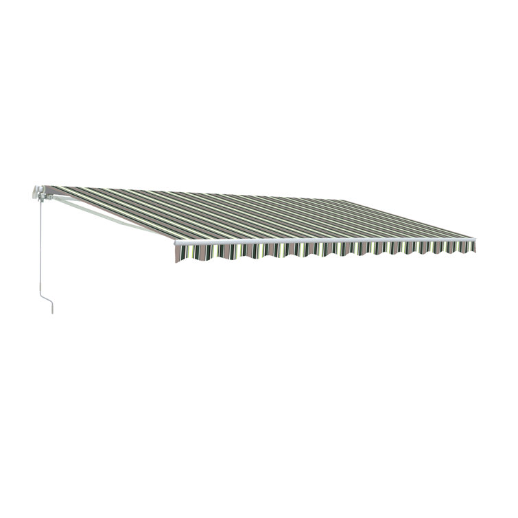 Silver Gray 13 x 10 ft Retractable Patio Awning with White Aluminum Frame