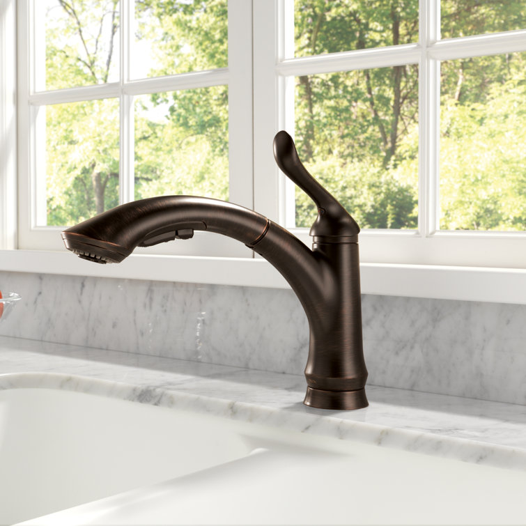 Venetian Bronze Single Handle Pull-Out Kitchen Faucet with Multi-Flow Spray