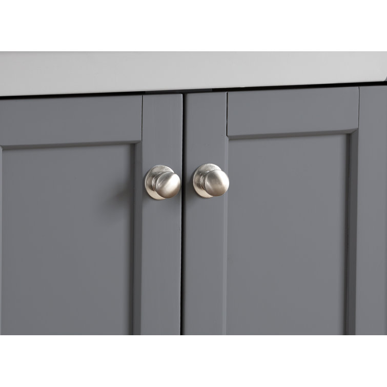 30" Grey Solid Wood & MDF Country Bathroom Vanity with Ceramic Sink