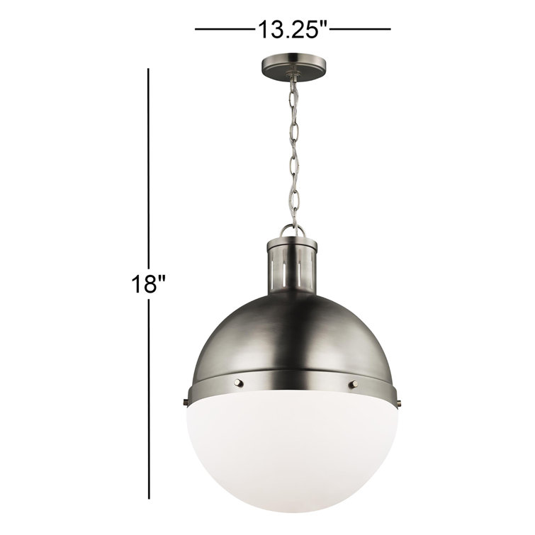 Antique Brushed Nickel 1-Light Globe Pendant with Milk Glass Shade