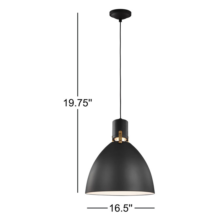 Matte Black 16.5'' LED Dome Pendant Light
