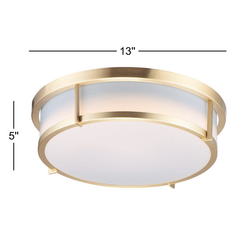 Satin Brass and White Acrylic Modern Flush Mount Ceiling Light